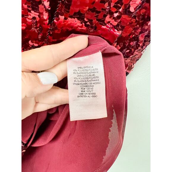 Alice + Olivia Red Sequin Mini Dress - Picture 4 of 7